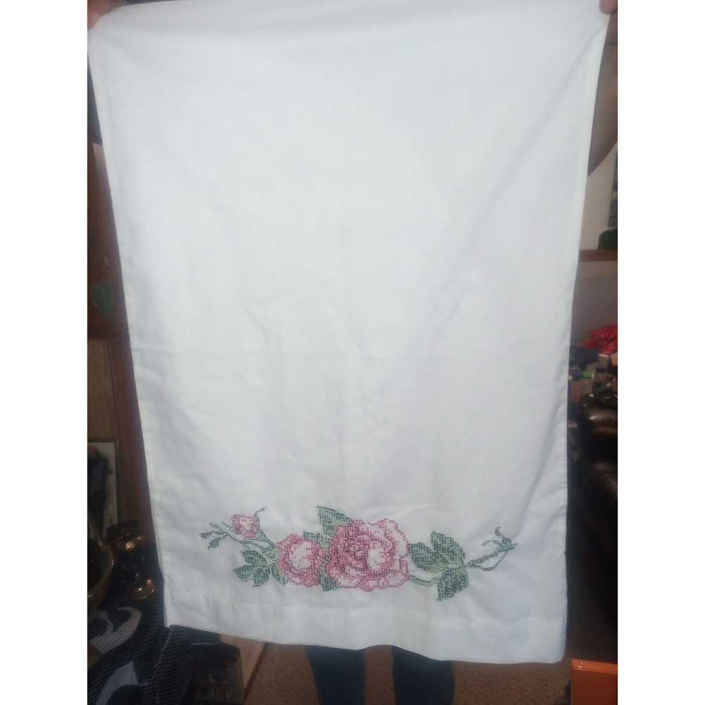 Embroidered Pillow Cases By Janlynn Floral Roses Set Of 2 Vintage